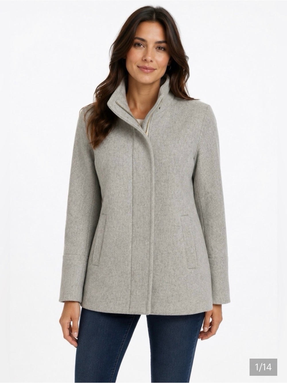 J. Crew Light Gray Tailored Wool Pea Coat